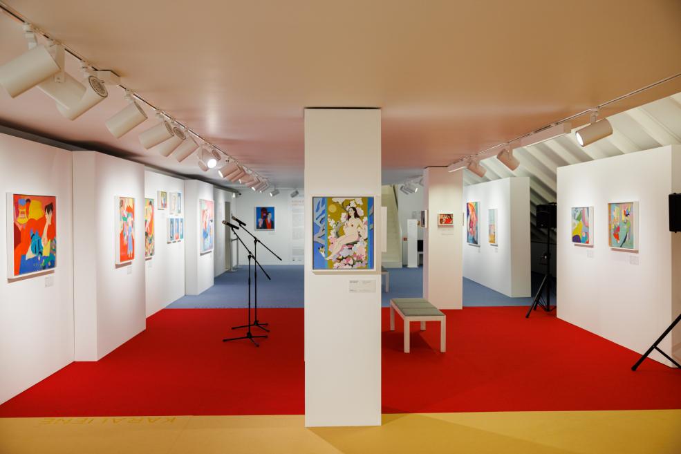 Exhibition hall with artwork.