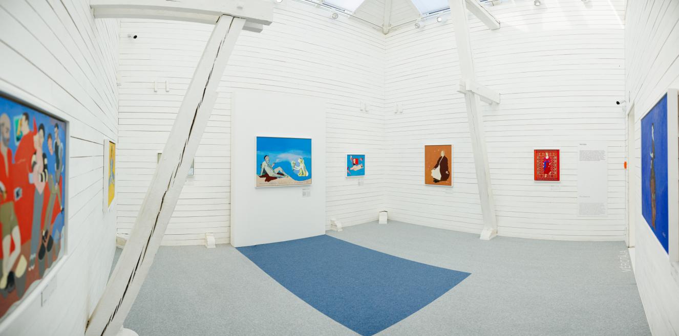 Exhibition hall with artwork.