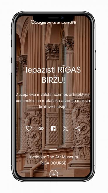 Ekrān&scaron;āviņ&scaron; no Mākslas muzeja RĪGAS BIRŽA profila &ldquo;Google Arts &amp; Culture&rdquo; dažādās ierīcēs. 2024. Publicitātes foto