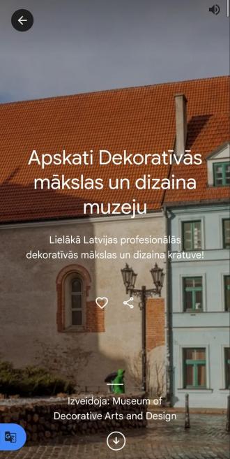 Ekrān&scaron;āviņ&scaron; no Dekoratīvās mākslas un dizaina muzeja profila &ldquo;Google Arts &amp; Culture&rdquo; dažādās ierīcēs. 2024. Publicitātes foto